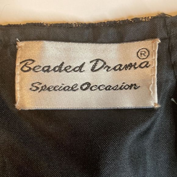 Beaded Drama-Dress Black Lace Sequins Dress - Picture 13 of 14